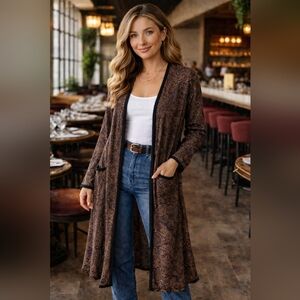 Koos Of Course Ladies Silk Paisley Duster 2x Dark Academia Old Money Bohemian